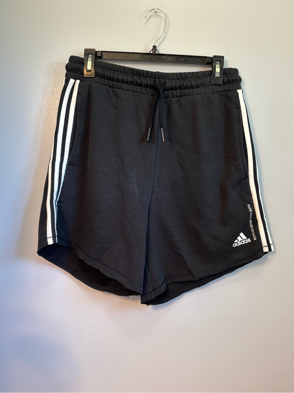 Adidas Recycled Cotton 3-Stripe Shorts Black Medium NWT